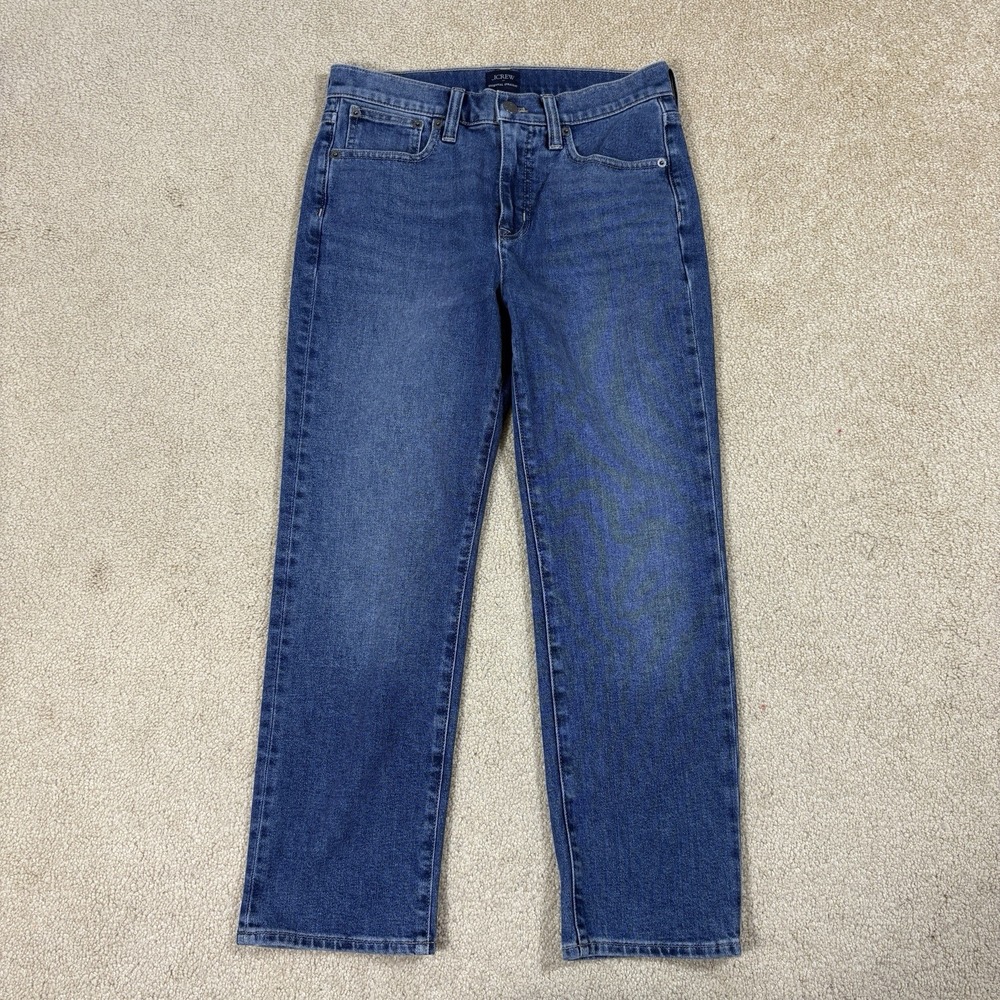 J.Crew Straight Jeans Womens 26P Medium Wash Blue Stretch Denim Mid-Rise